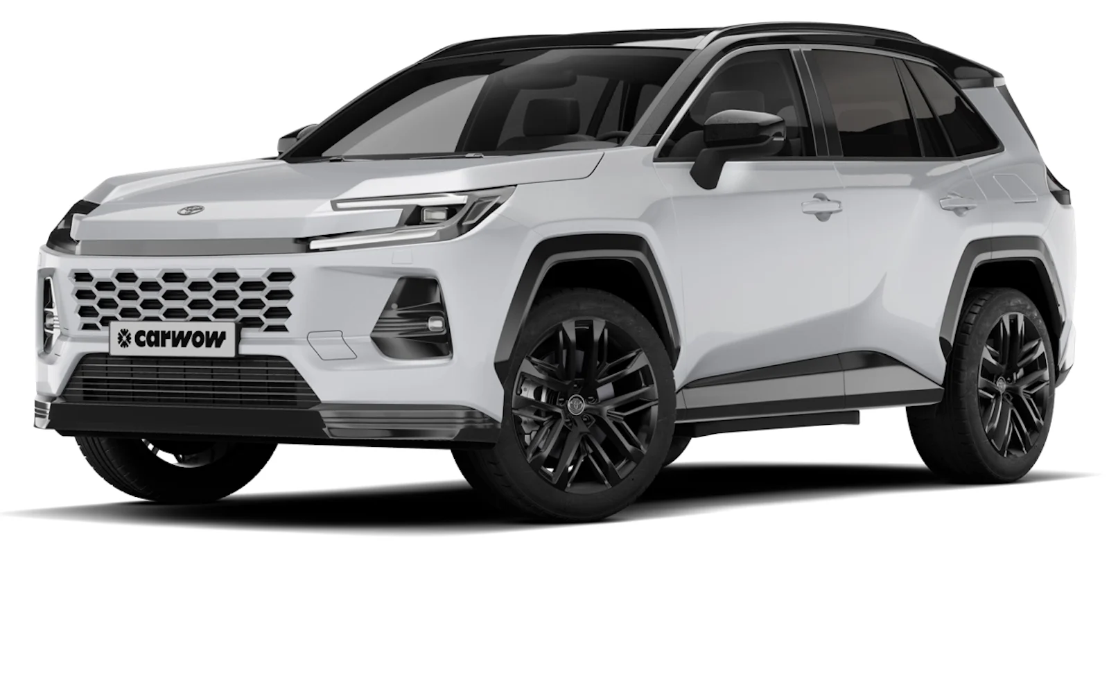 Toyota RAV4 de la generación 2026 visto de frente y en tres cuartos
